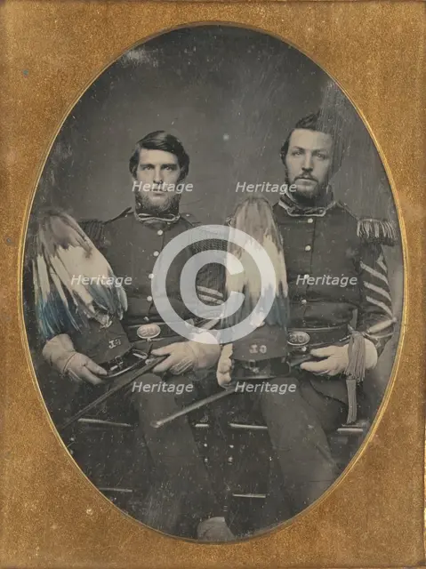 Portrait of Two Seated Men in Military Uniforms, about 1850. Creator: Unknown.