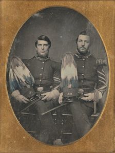 Portrait of Two Seated Men in Military Uniforms, about 1850. Creator: Unknown