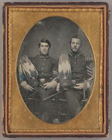 Portrait of Two Seated Men in Military Uniforms, about 1850. Creator: Unknown