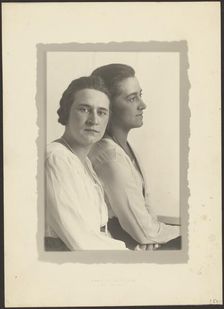 Portrait of Two Women Against White Backdrop, 1907-1924. Creator: Louis Fleckenstein