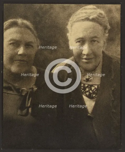 Portrait of Two Women Before Tapestry, 1907-1924. Creator: Louis Fleckenstein.