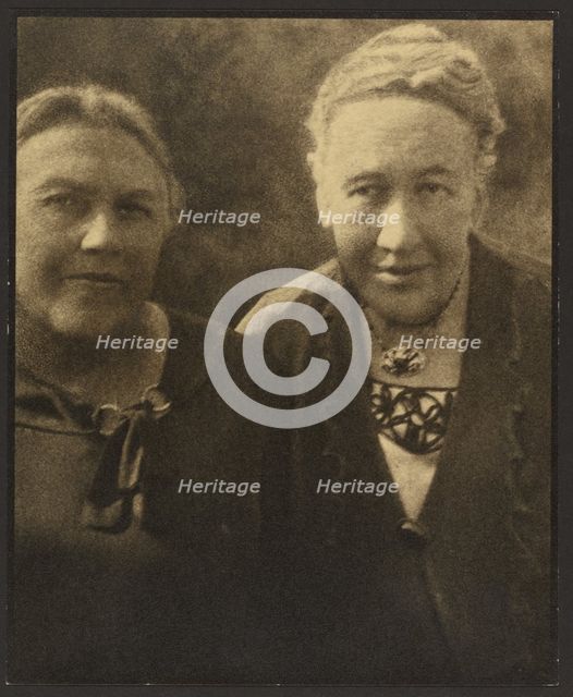 Portrait of Two Women Before Tapestry, 1907-1924. Creator: Louis Fleckenstein.