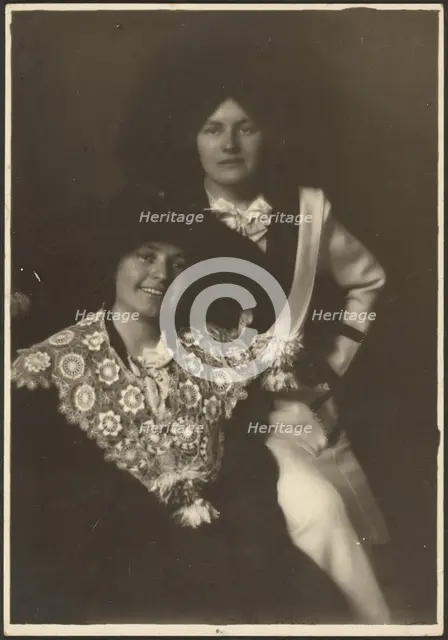 Portrait of Two Women in Ornate Outfits, 1907-1943. Creator: Louis Fleckenstein.
