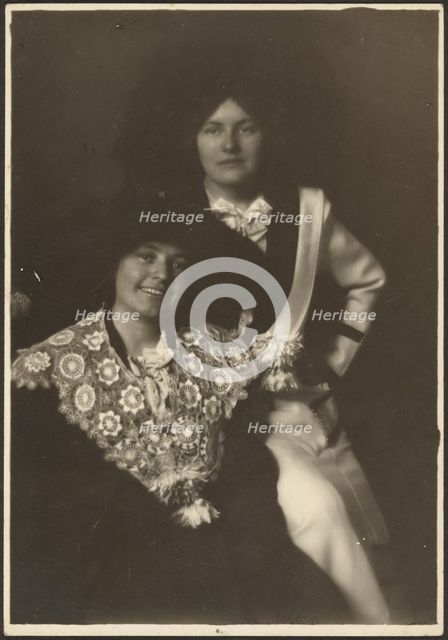Portrait of Two Women in Ornate Outfits, 1907-1943. Creator: Louis Fleckenstein.