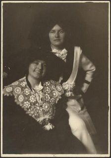 Portrait of Two Women in Ornate Outfits, 1907-1943. Creator: Louis Fleckenstein