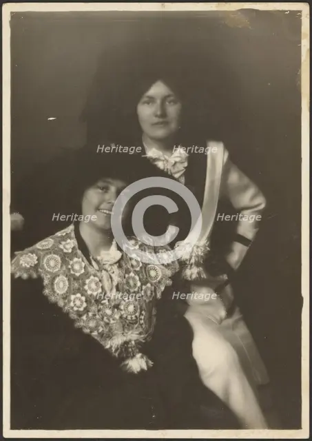 Portrait of Two Women in Ornate Outfits, 1907-1943. Creator: Louis Fleckenstein.