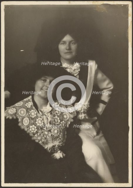 Portrait of Two Women in Ornate Outfits, 1907-1943. Creator: Louis Fleckenstein.