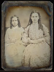 Portrait of Two Young Girls with Ringlets, about 1855. Creator: Jacob Byerly