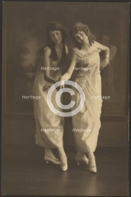 Portrait of Two Young Women in Matching Dresses, 1907-1924. Creator: Louis Fleckenstein.