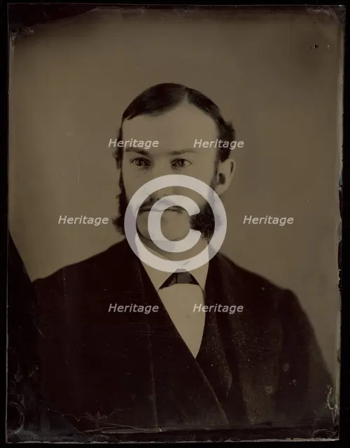 Portrait of Unidentified man with moustache and long muttonchop whiskers, 1860-1870. Creator: Unknown.