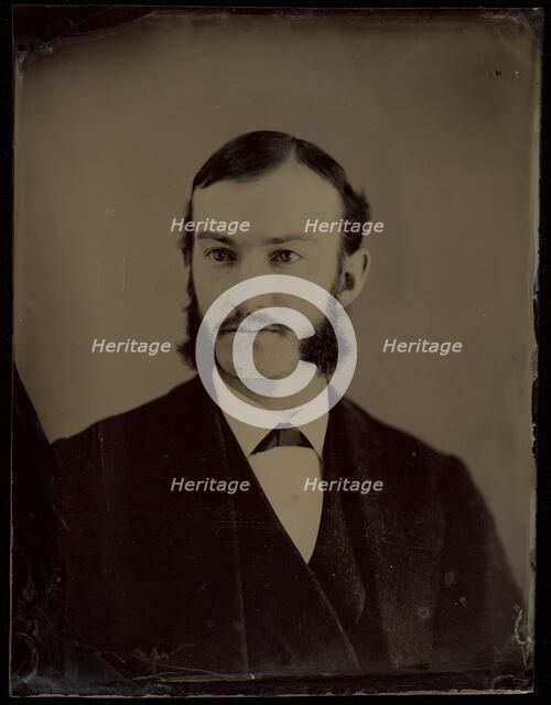 Portrait of Unidentified man with moustache and long muttonchop whiskers, 1860-1870. Creator: Unknown.