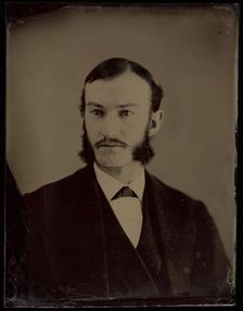 Portrait of Unidentified man with moustache and long muttonchop whiskers, 1860-1870. Creator: Unknown