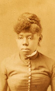 Portrait of unidentified young woman with buttoned bodice and band collar, (1880-1889?). Creator: H. A. Insley