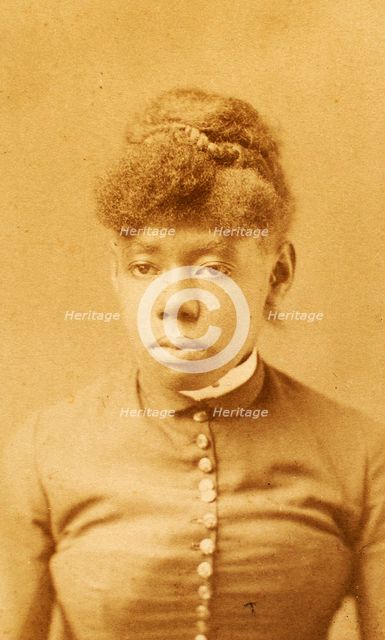 Portrait of unidentified young woman with buttoned bodice and band collar, (1880-1889?). Creator: H. A. Insley.