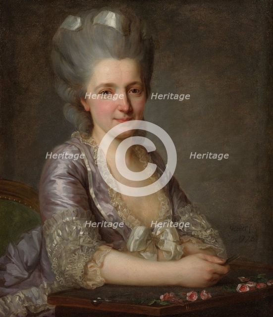 Portrait of unknown botanist, possibly Elisabeth Julienne Pommereul Dugage, 1778. Creator: Antoine Vestier.