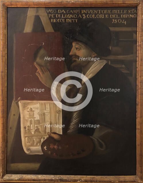 Portrait of Ugo da Carpi (1480-1532), 1783-1791. Creator: Montanari (Il Postetta); Antonio (active second half of the 18th cen.).