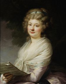 Portrait of Urszula Dembinska (1746-1825), née Morsztyn with music scores