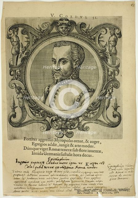 Portrait of V. Cordus, published 1574. Creators: Unknown, Johannes Sambucus.