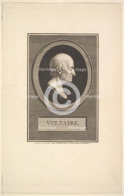 Portrait of Voltaire, 1801. Creator: Augustin de Saint-Aubin.