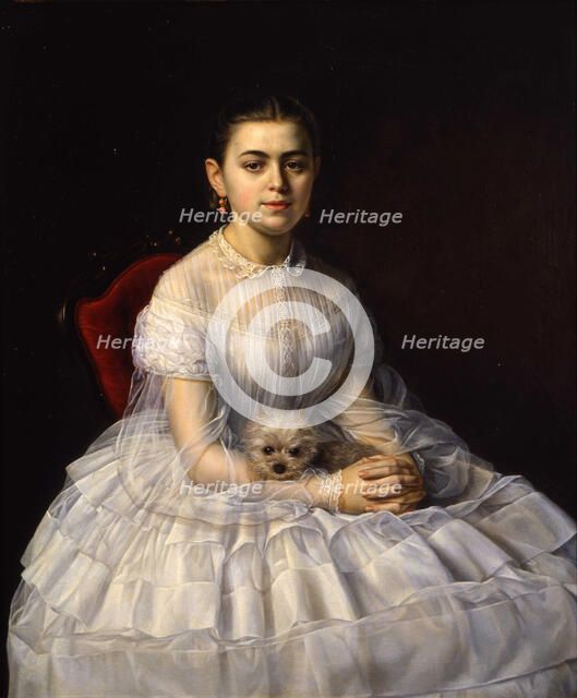 Portrait of Varvara Alexandrovna Morozova, née Khludova (1848-1917), 1865. Creator: Zavaruev, Nikolai Andreyanovich (?-1869).
