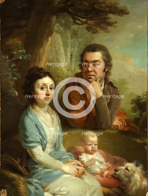Portrait of Vasily Nebolsin, his Wife Avdotia and Child, End 1790s. Artist: Borovikovsky, Vladimir Lukich (1757-1825)
