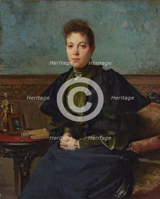 Portrait of Vera Kharitonenko, 1893. Creator: Francois Flameng.
