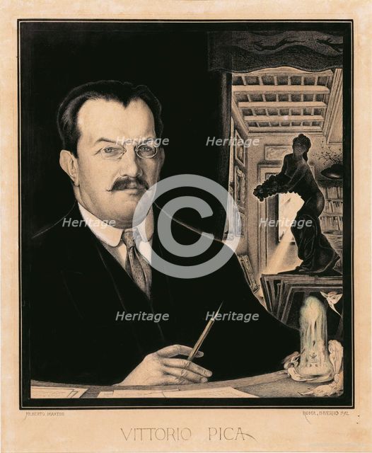 Portrait of Vittorio Pica, 1912. Creator: Martini, Alberto (1876-1954).