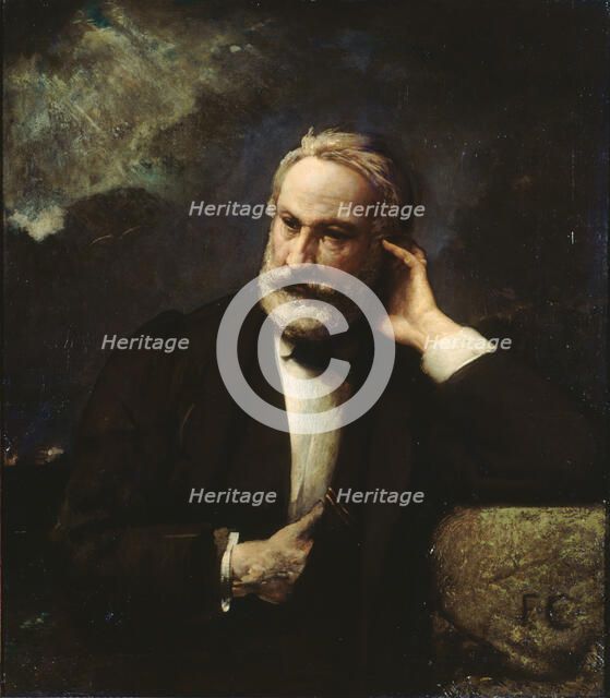Portrait of Victor Hugo (1802-1885), ca 1868. Creator: Chifflart, François (1825-1901).