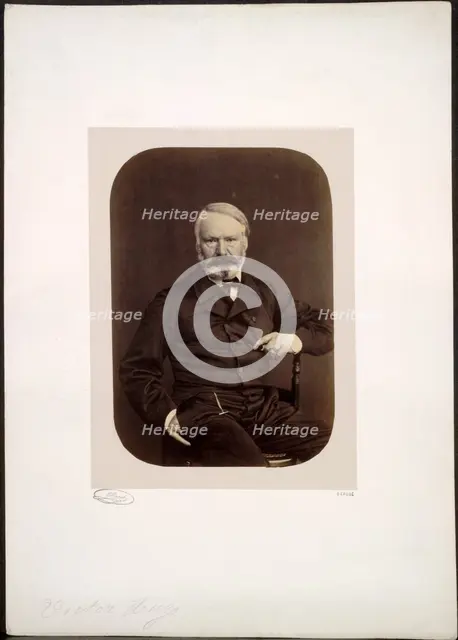 Portrait of Victor Hugo on Guernsey, 1862. Creator: Edmond Bacot (French, 1814-1875).