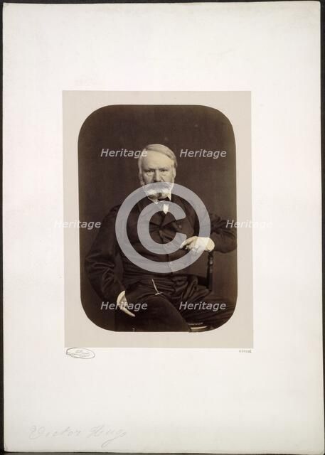 Portrait of Victor Hugo on Guernsey, 1862. Creator: Edmond Bacot (French, 1814-1875).