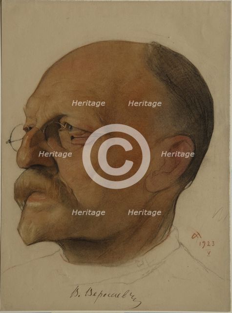 Portrait of Vikenty Vikentyevich Veresaev (1867-1945), 1923. Artist: Andreev, Nikolai Andreevich (1873-1932)