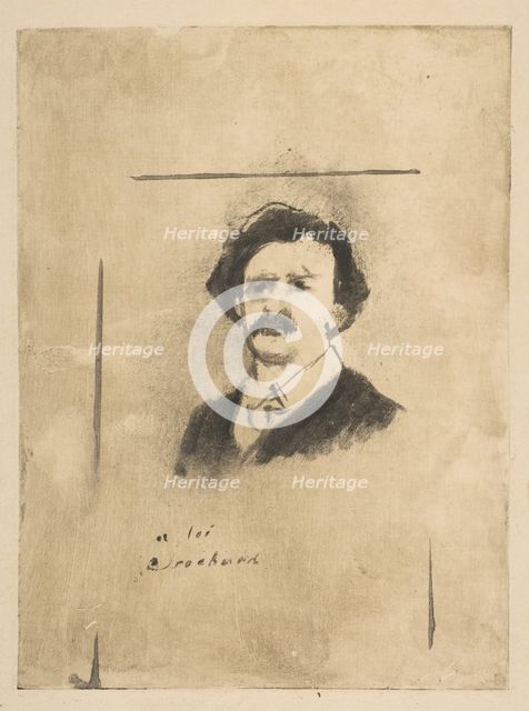 Portrait of Virginie Cardinal's Favorite, the Actor Crochard (illustration for La Fami..., ca. 1880. Creator: Edgar Degas.