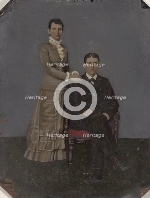 Portrait of young couple, 1860s-1880s. Creator: Unknown.
