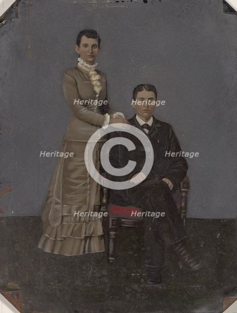 Portrait of young couple, 1860s-1880s. Creator: Unknown.
