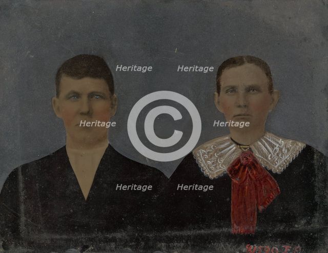 Portrait of young couple, 1860s-1880s. Creator: Unknown.