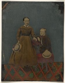 Portrait of young boy and girl, 1860s-1880s. Creator: Unknown