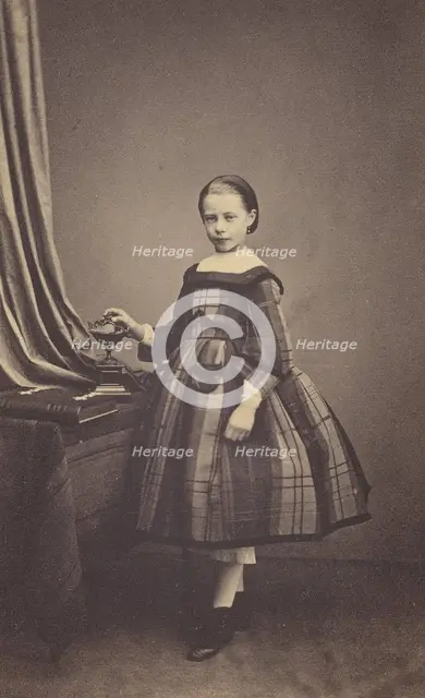 Portrait of young girl, 1865-1870. Creator: C. Robert.