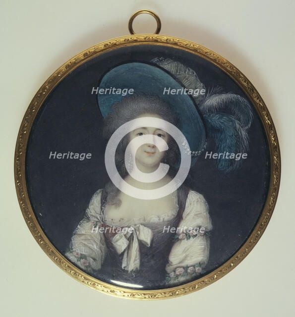 Portrait of young woman in a plumed hat, c1785. Creator: Vincenza Benzi-Basteris.