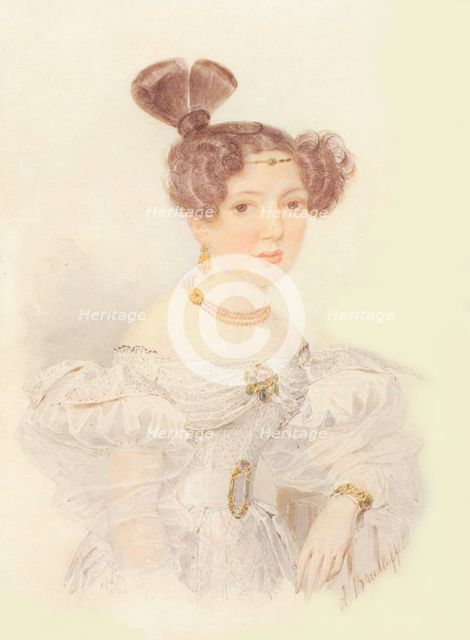 Portrait of Yekaterina Ivanovna Zagryazhskaya (1779-1842). Artist: Briullov, Alexander Pavlovich (1798-1877)