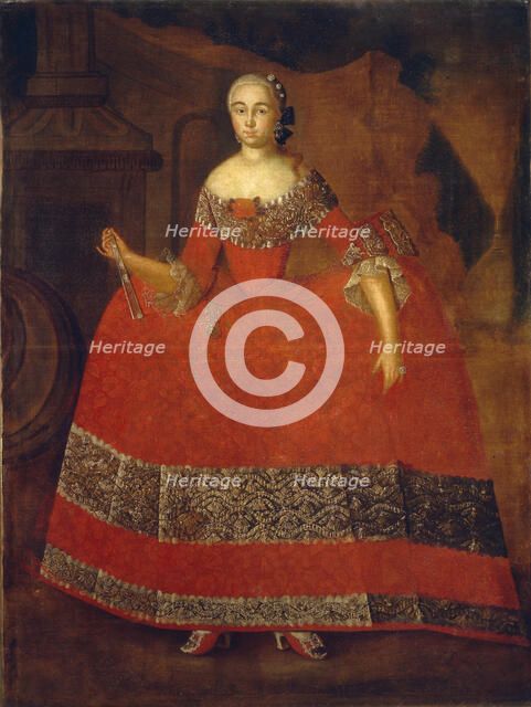 Portrait of Yekaterina Nikolayevna Tishinina, 1759. Artist: Berezin, Ivan Kozmich (1721-1784)