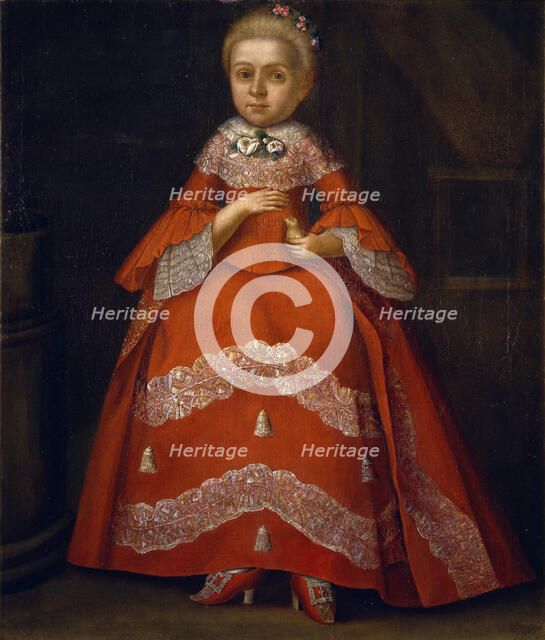 Portrait of Yekaterina Nikolayevna Tishinina as child, 1758. Artist: Berezin, Ivan Kozmich (1721-1784)