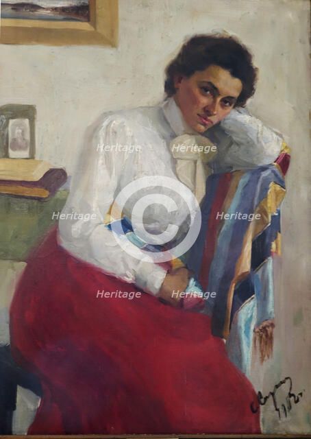 Portrait of Yekaterina Pavlovna Peshkova (1876-1965). Creator: Sorin, Saveli Abramovich (1878-1953).
