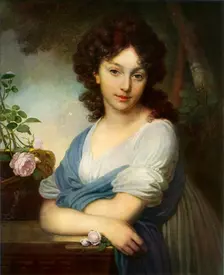 Portrait of Yelena Alexandrovna Naryshkina 1799, (1965). Creator: Vladimir Borovikovsky