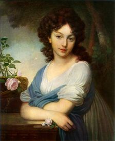 Portrait of Yelena Alexandrovna Naryshkina 1799, (1965). Creator: Vladimir Borovikovsky