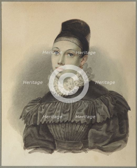 Portrait of Yelizaveta Petrovna Naryshkina (1801-1867), 1832. Artist: Bestuzhev, Nikolai Alexandrovich (1791-1855)