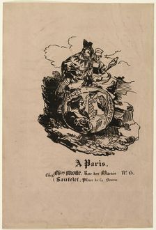 Portrait Medallion of Faust and Marguerite, publisher's sheet from Faust, 1828. Creators: Achille Deveria, Eugene Delacroix