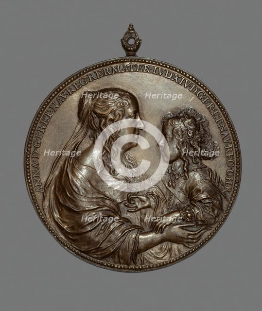Portrait Medallion:  Anne of Austria and her Son, the future King Louis XIV, 1638/48. Creator: Jean Warin.
