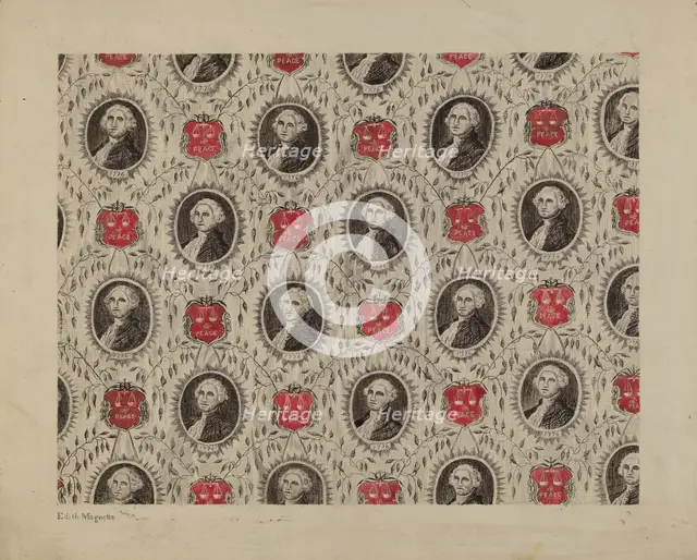 Portrait Medallions of George Washington, c. 1939. Creator: Edith Magnette.