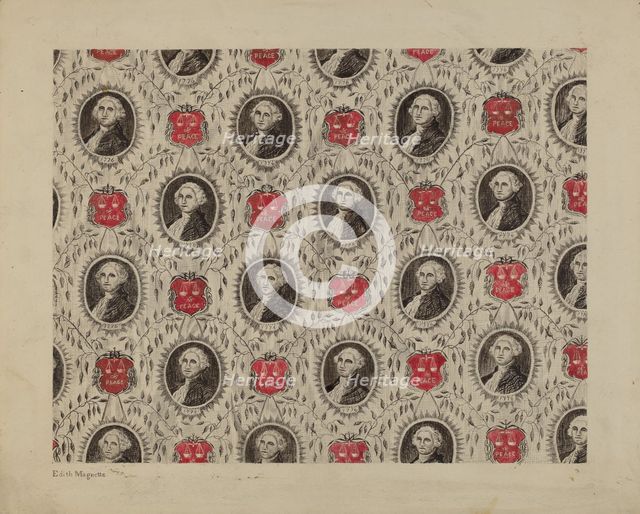 Portrait Medallions of George Washington, c. 1939. Creator: Edith Magnette.