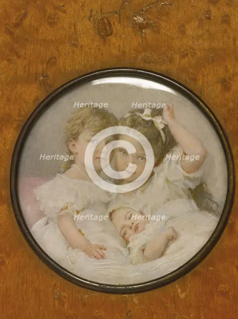 Portrait miniature of Grand Duchesses Olga, Tatiana and Maria of Russia, c. 1900. Artist: Anonymous  